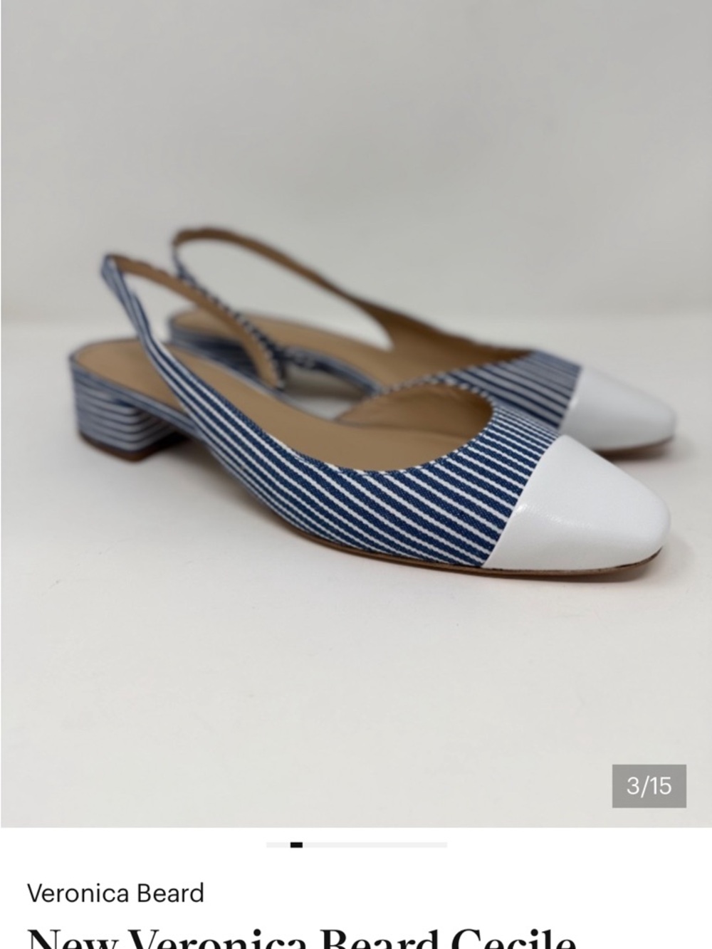 Veronica Beard Cecile Pinstripe Slingback Shoes size 7. - Picture 4 of 14